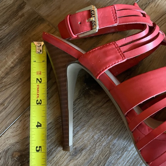 Guess red Leather strappy pumps Sz 7.5 heels - Picture 7 of 12